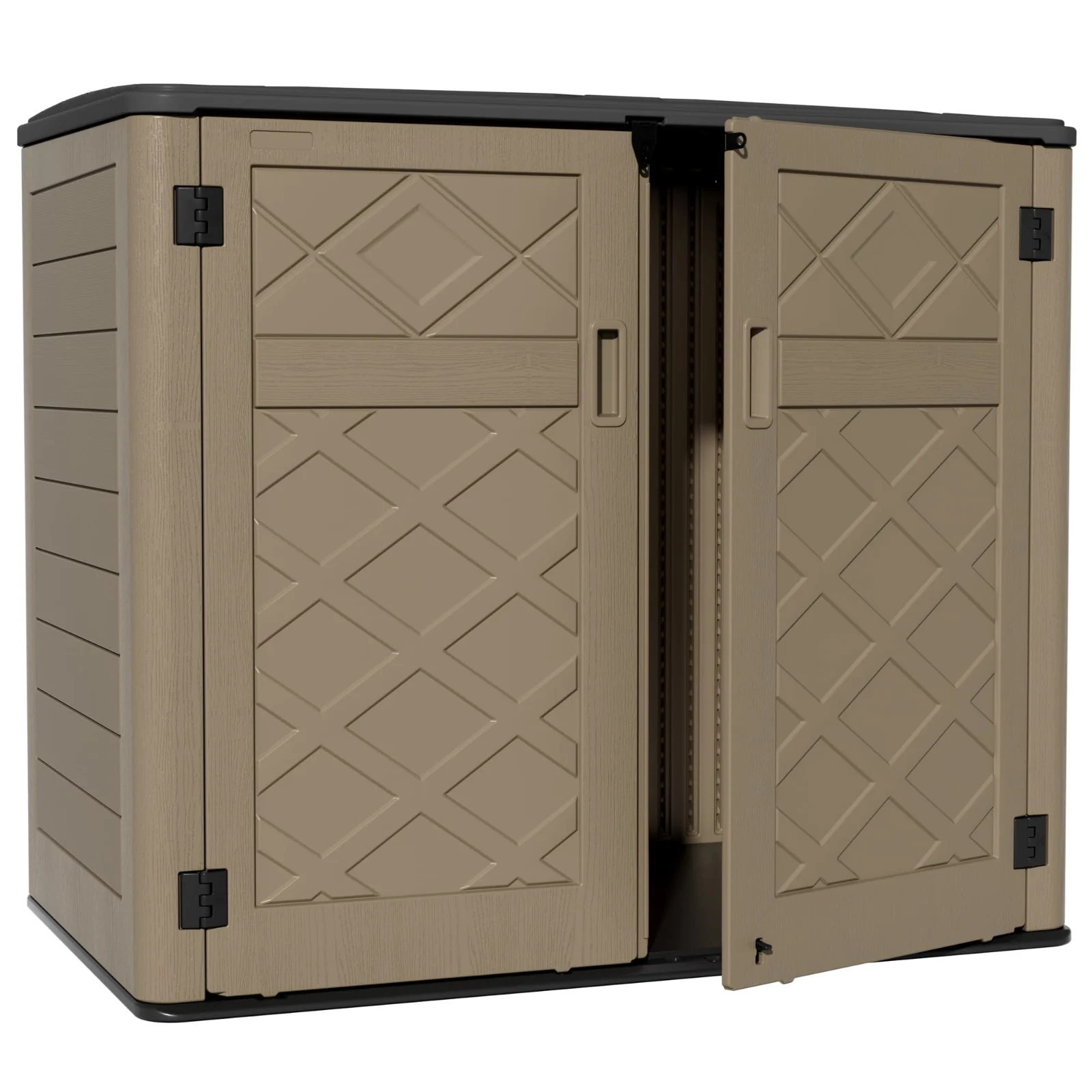 ZZM 48 cu ft Resin outdoor storage shed, front view