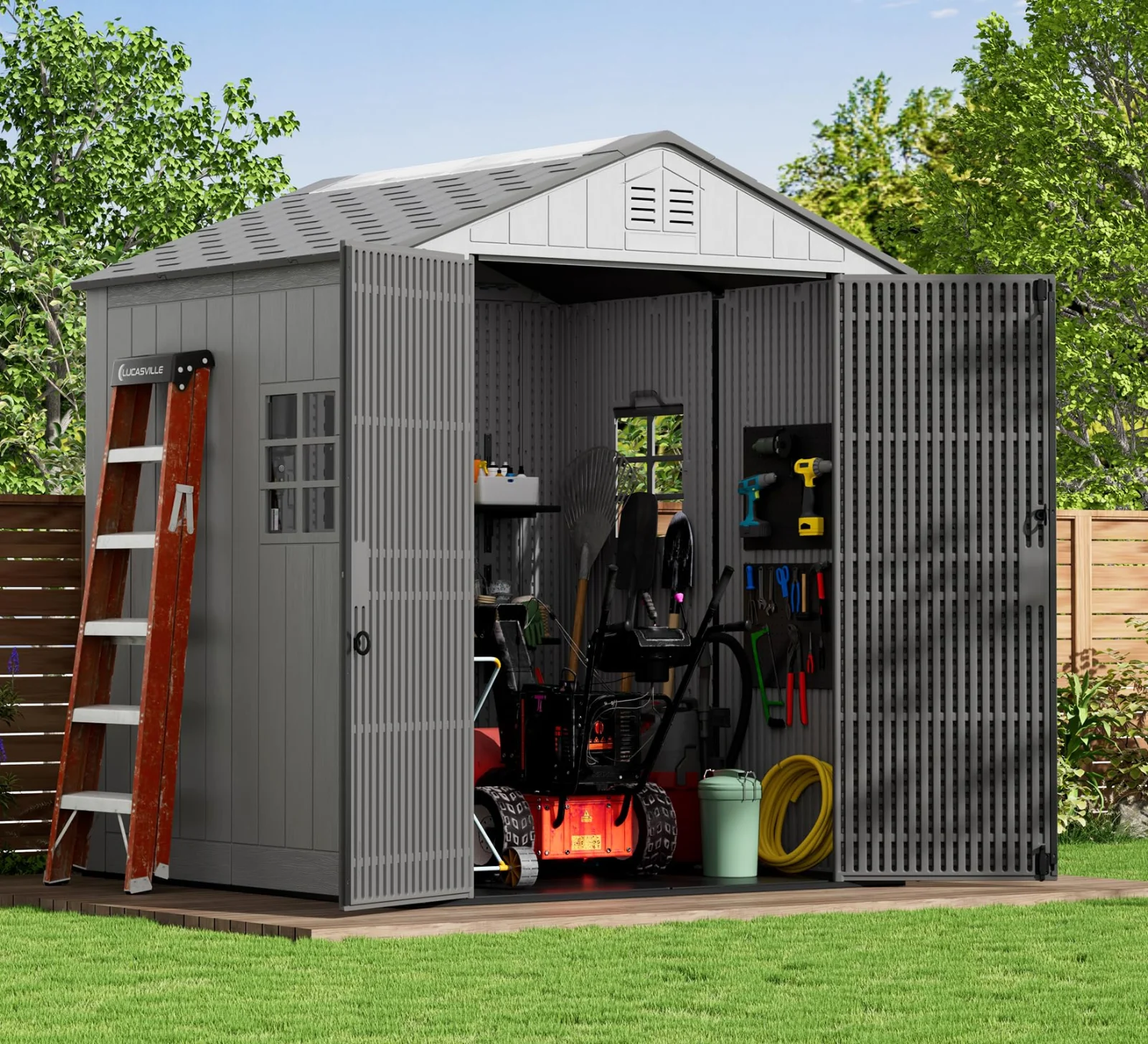 ZZM 6 by 6 ft HDPE walk-in storage shed, front view