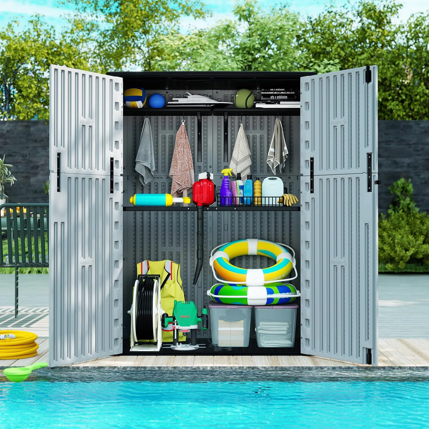 ZZM 57 cu ft Resin outdoor storage shed, view 3