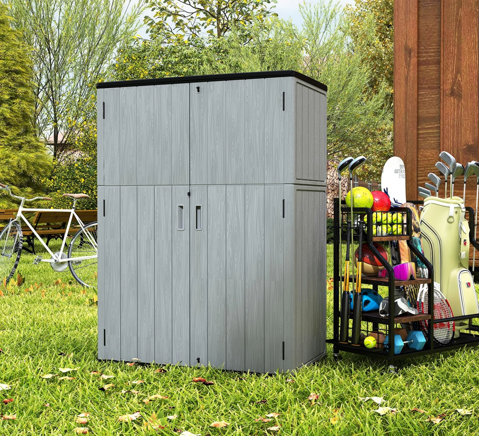 ZZM 57 cu ft HDPE outdoor storage shed, view 4