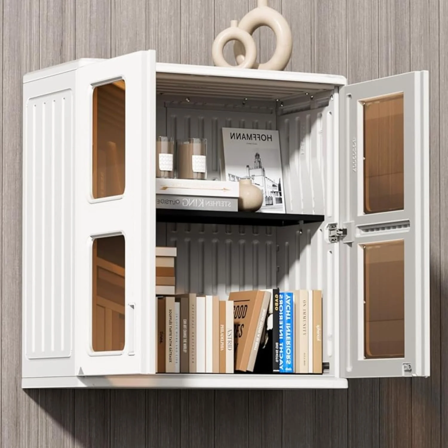 ZZM Resin wall cabinet with double doors, front view