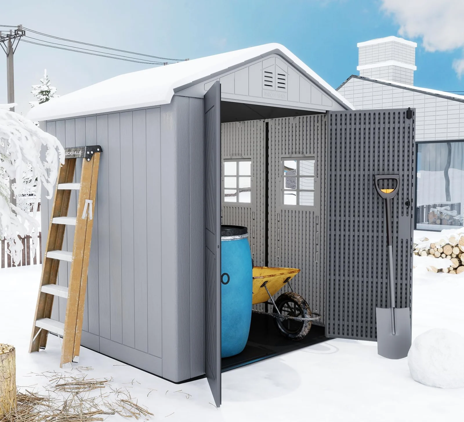ZZM 6 by 6 ft HDPE walk-in storage shed, view 6