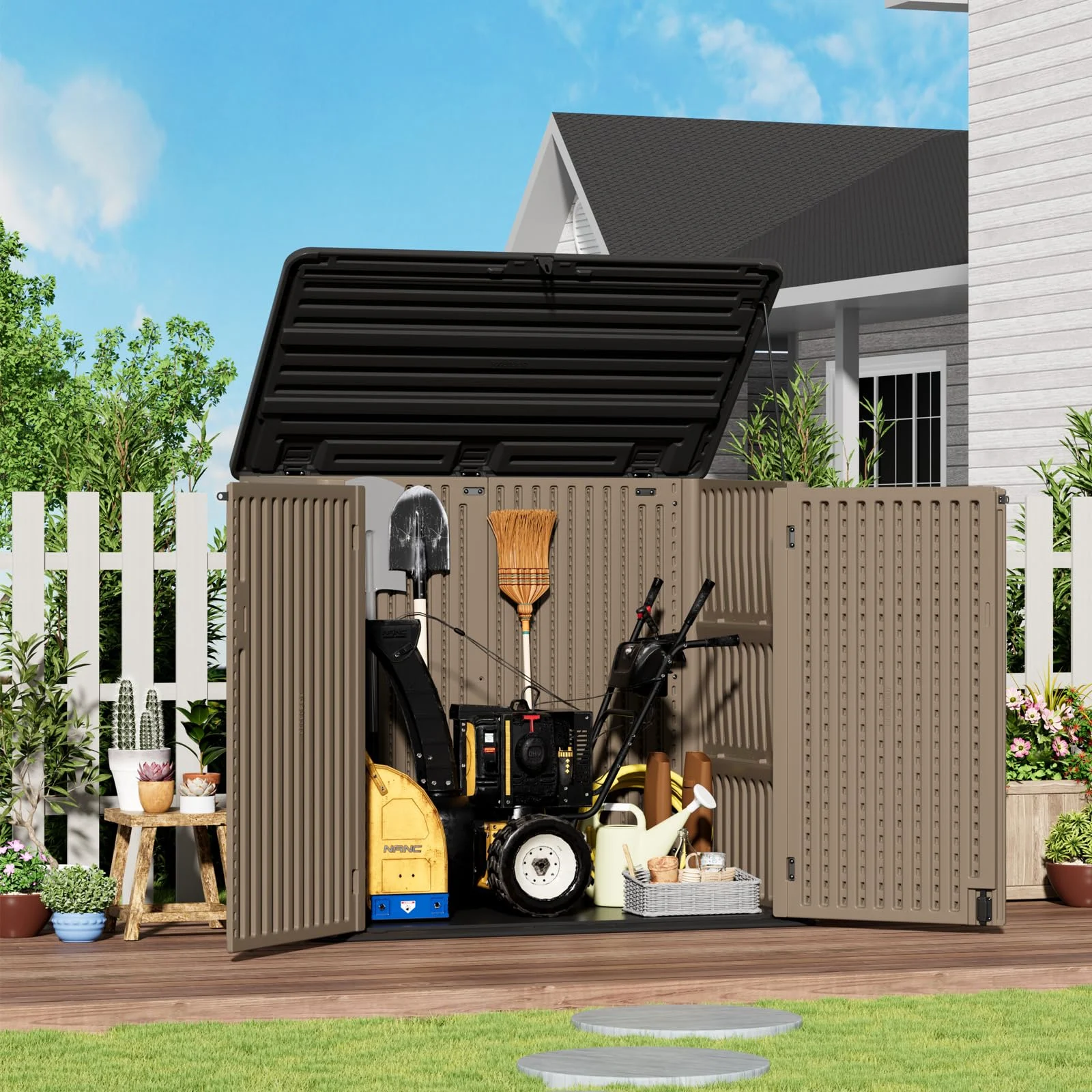 ZZM 48 cu ft Resin outdoor storage shed, view 3